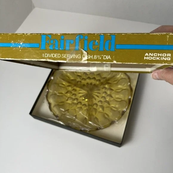 Vintage Fairfield Anchor Hocking 1 divided serving dish 8 3/4" relish  Amber - Picture 10 of 10